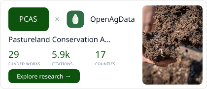 Pastureland Conservation Assessment Studies Hub Card — evidence partnership with OpenAgData