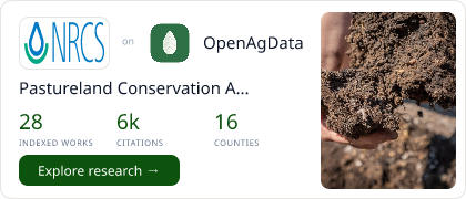 Pastureland Conservation Assessment Studies Hub Card — research featured on OpenAgData
